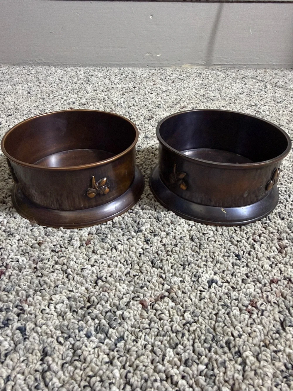 Pottery Barn Copper Decorative Bowls Candle Holders Acorn Accents 2014/2015